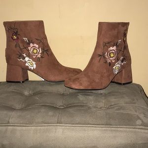 Express Faux Suede Embroidered Booties Zaya-03x